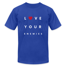 Load image into Gallery viewer, Love Your Enemies Unisex Jersey T-Shirt by Bella + Canvas - royal blue
