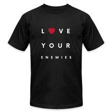 Load image into Gallery viewer, Love Your Enemies Unisex Jersey T-Shirt by Bella + Canvas - black
