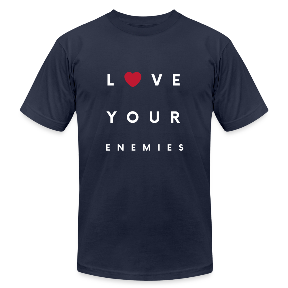 Love Your Enemies Unisex Jersey T-Shirt by Bella + Canvas - navy
