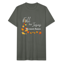 Load image into Gallery viewer, Fall For Jesus Unisex Jersey T-Shirt by Bella + Canvas - asphalt
