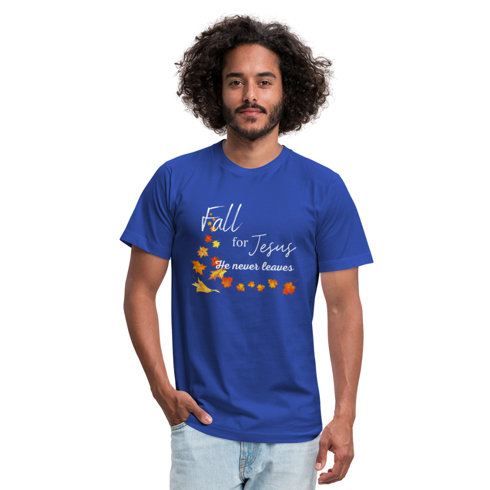 Fall For Jesus Unisex Jersey T-Shirt by Bella + Canvas - royal blue