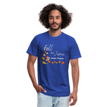 Load image into Gallery viewer, Fall For Jesus Unisex Jersey T-Shirt by Bella + Canvas - royal blue
