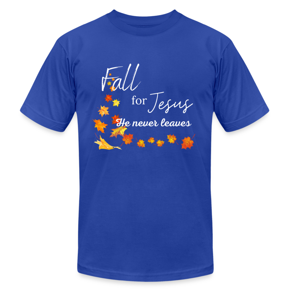 Fall For Jesus Unisex Jersey T-Shirt by Bella + Canvas - royal blue