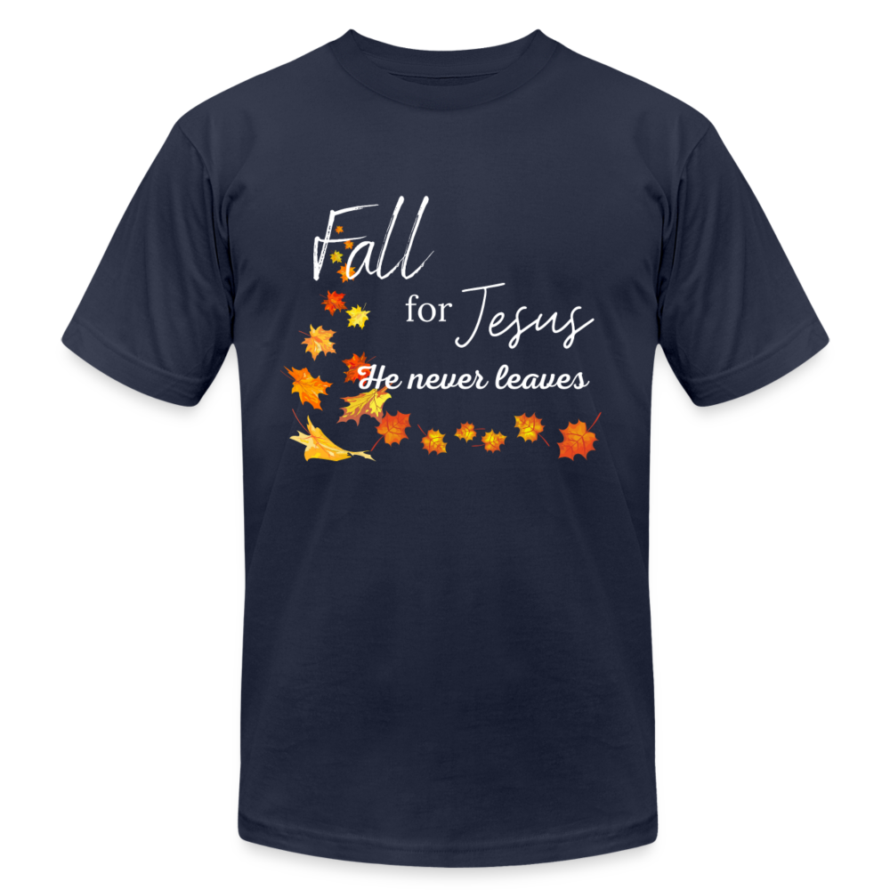 Fall For Jesus Unisex Jersey T-Shirt by Bella + Canvas - navy