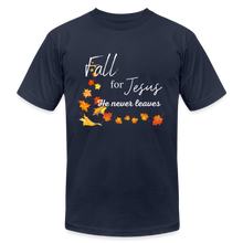 Load image into Gallery viewer, Fall For Jesus Unisex Jersey T-Shirt by Bella + Canvas - navy
