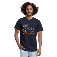 Load image into Gallery viewer, Fall For Jesus Unisex Jersey T-Shirt by Bella + Canvas - navy
