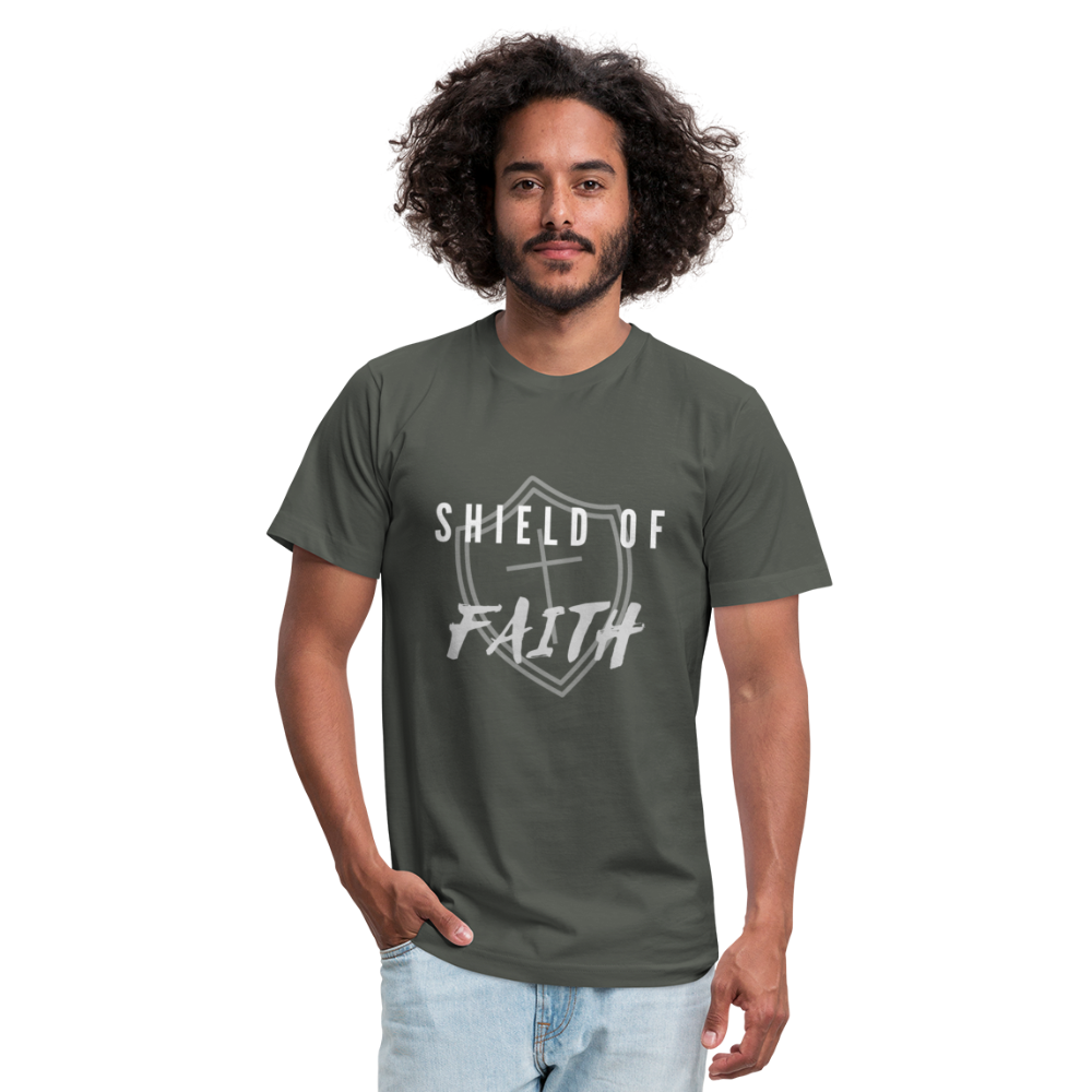 Shield of Faith Unisex Jersey T-Shirt by Bella + Canvas - asphalt