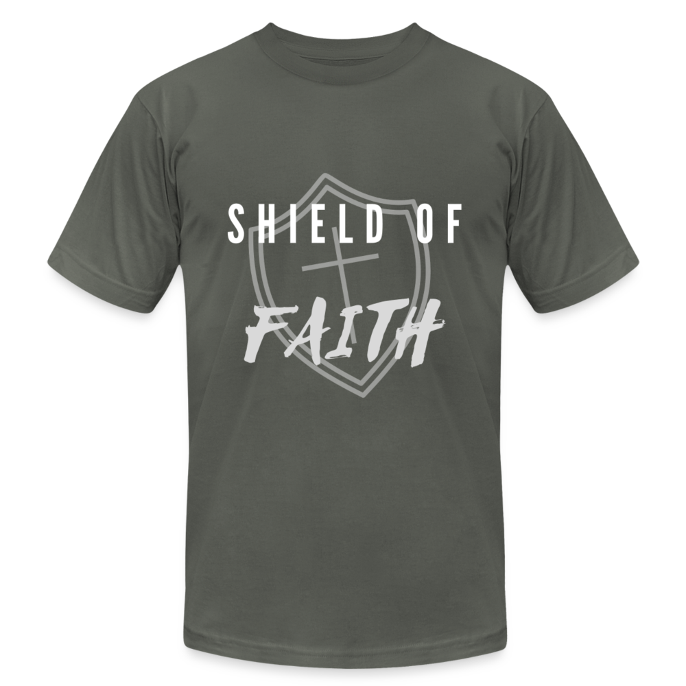 Shield of Faith Unisex Jersey T-Shirt by Bella + Canvas - asphalt