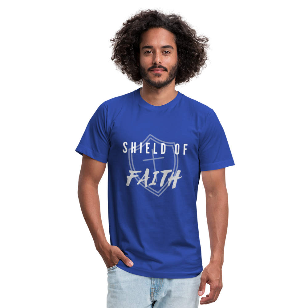 Shield of Faith Unisex Jersey T-Shirt by Bella + Canvas - royal blue