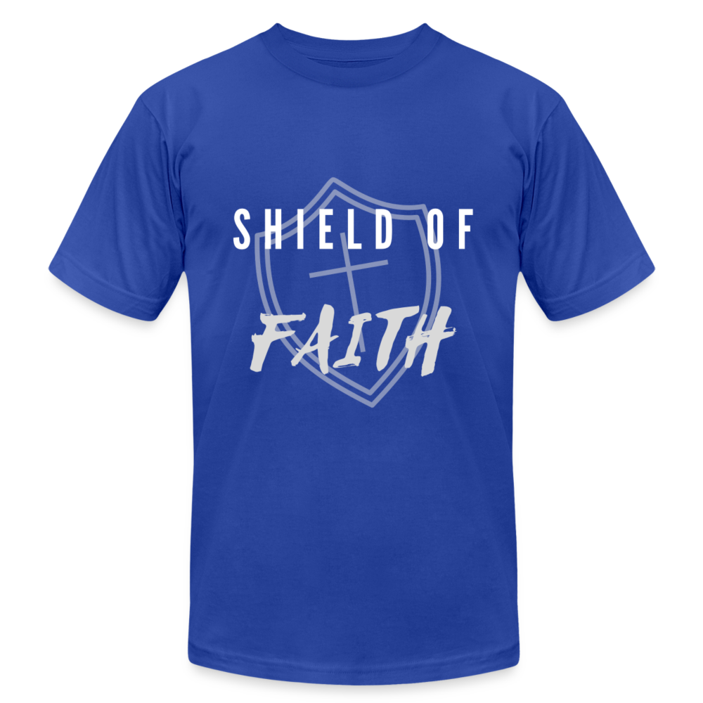 Shield of Faith Unisex Jersey T-Shirt by Bella + Canvas - royal blue