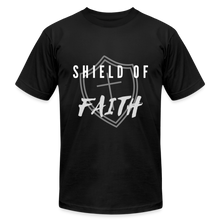 Load image into Gallery viewer, Shield of Faith Unisex Jersey T-Shirt by Bella + Canvas - black
