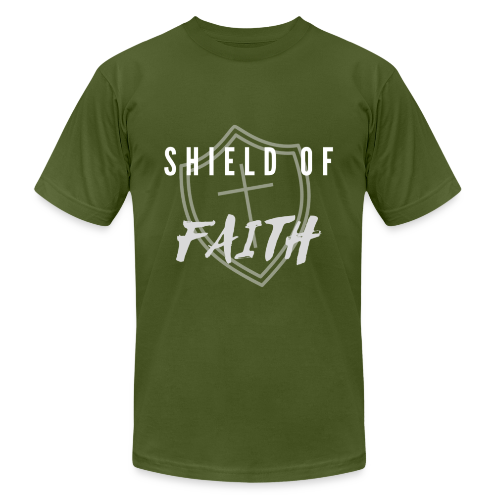 Shield of Faith Unisex Jersey T-Shirt by Bella + Canvas - olive