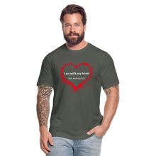 Load image into Gallery viewer, Act With Heart Unisex Jersey T-Shirt by Bella + Canvas - asphalt
