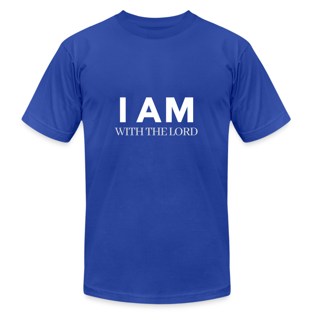 I Am With The Lord Unisex Jersey T-Shirt by Bella + Canvas - royal blue