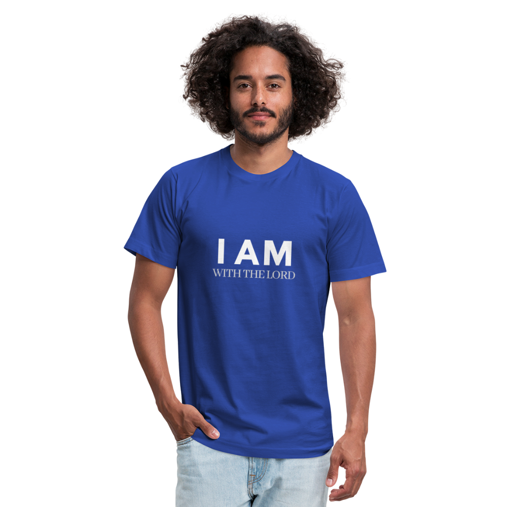 I Am With The Lord Unisex Jersey T-Shirt by Bella + Canvas - royal blue