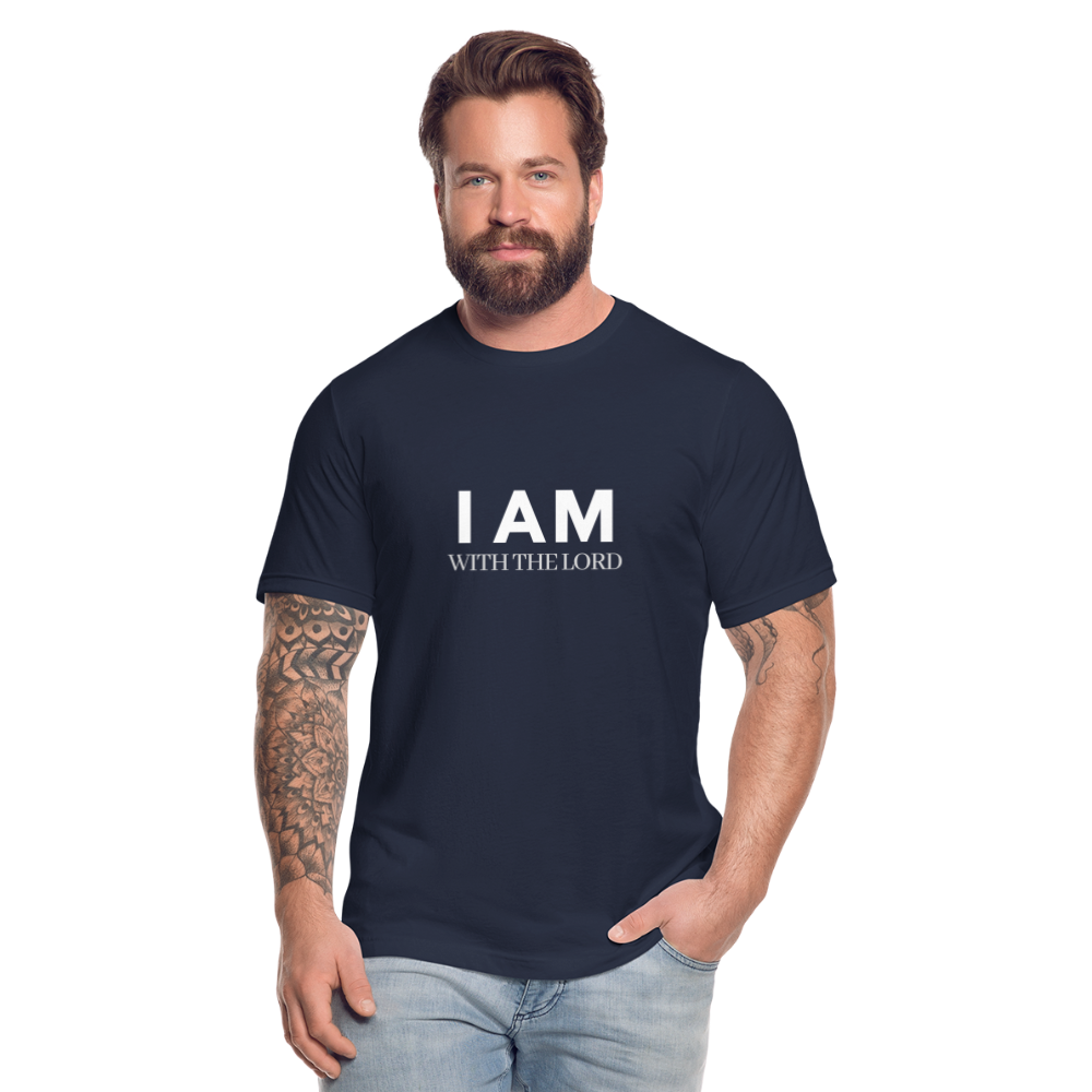 I Am With The Lord Unisex Jersey T-Shirt by Bella + Canvas - navy