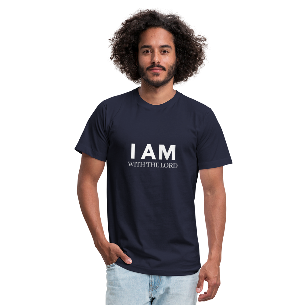 I Am With The Lord Unisex Jersey T-Shirt by Bella + Canvas - navy