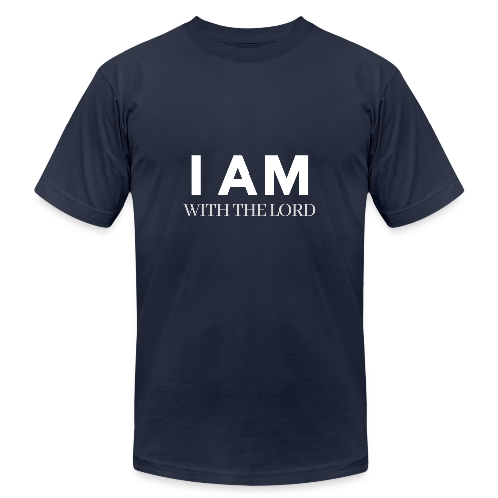 I Am With The Lord Unisex Jersey T-Shirt by Bella + Canvas - navy
