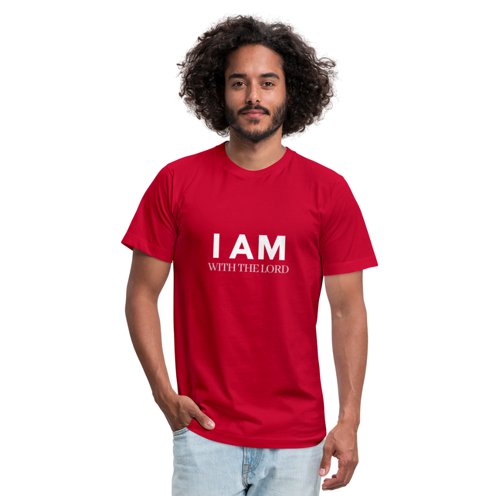 I Am With The Lord Unisex Jersey T-Shirt by Bella + Canvas - red