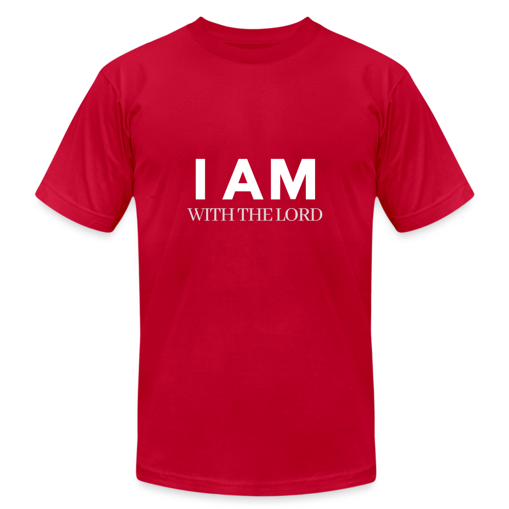 I Am With The Lord Unisex Jersey T-Shirt by Bella + Canvas - red
