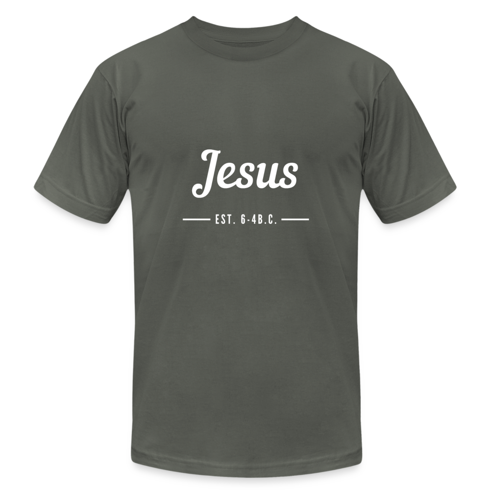 Jesus Est. Unisex Jersey T-Shirt by Bella + Canvas - asphalt