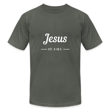 Load image into Gallery viewer, Jesus Est. Unisex Jersey T-Shirt by Bella + Canvas - asphalt
