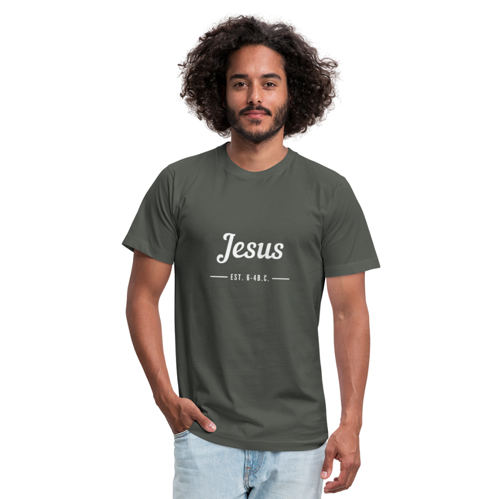 Jesus Est. Unisex Jersey T-Shirt by Bella + Canvas - asphalt