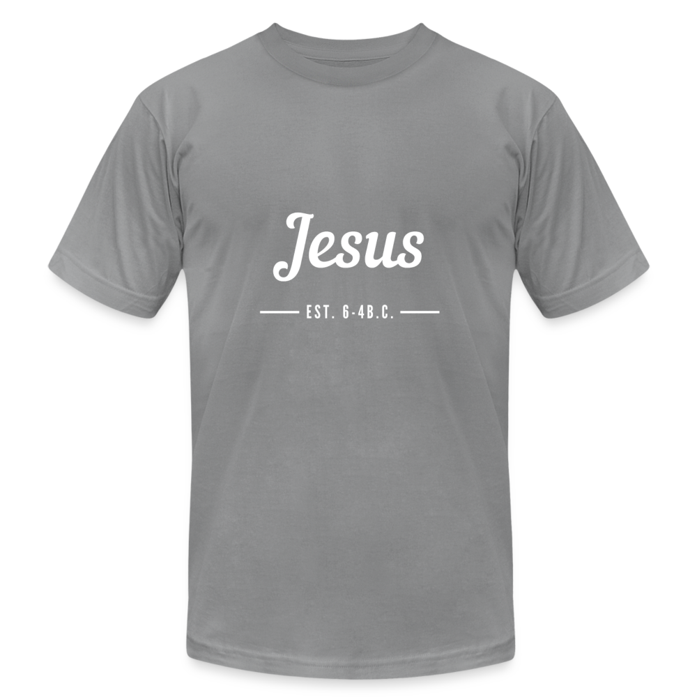 Jesus Est. Unisex Jersey T-Shirt by Bella + Canvas - slate