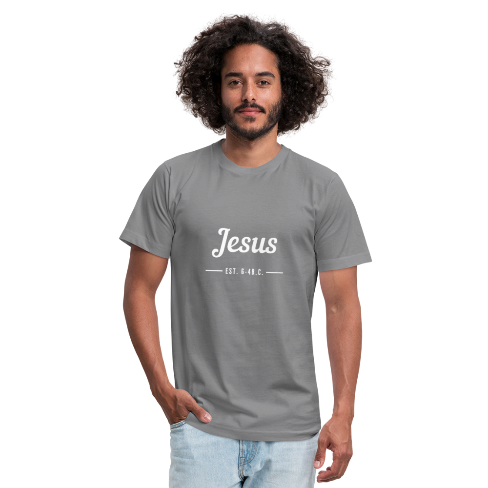 Jesus Est. Unisex Jersey T-Shirt by Bella + Canvas - slate