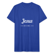 Load image into Gallery viewer, Jesus Est. Unisex Jersey T-Shirt by Bella + Canvas - royal blue
