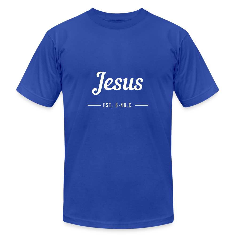Jesus Est. Unisex Jersey T-Shirt by Bella + Canvas - royal blue