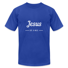 Load image into Gallery viewer, Jesus Est. Unisex Jersey T-Shirt by Bella + Canvas - royal blue
