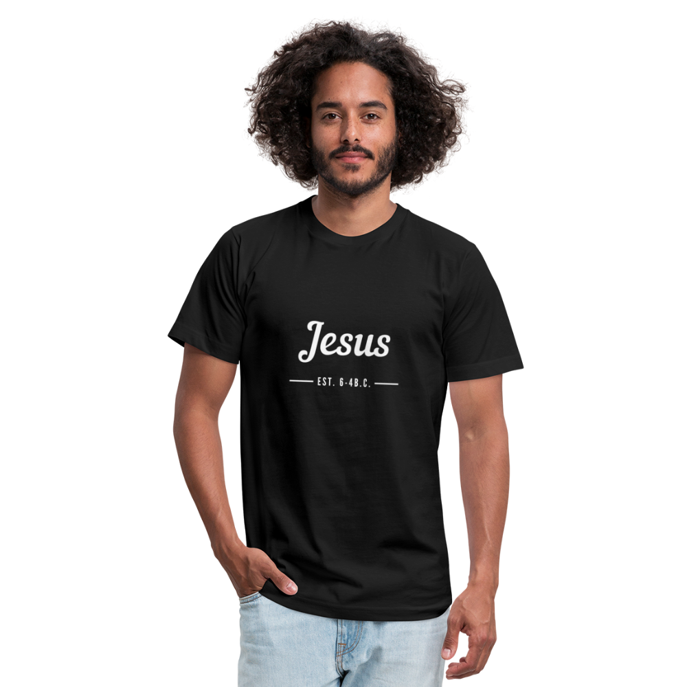 Jesus Est. Unisex Jersey T-Shirt by Bella + Canvas - black