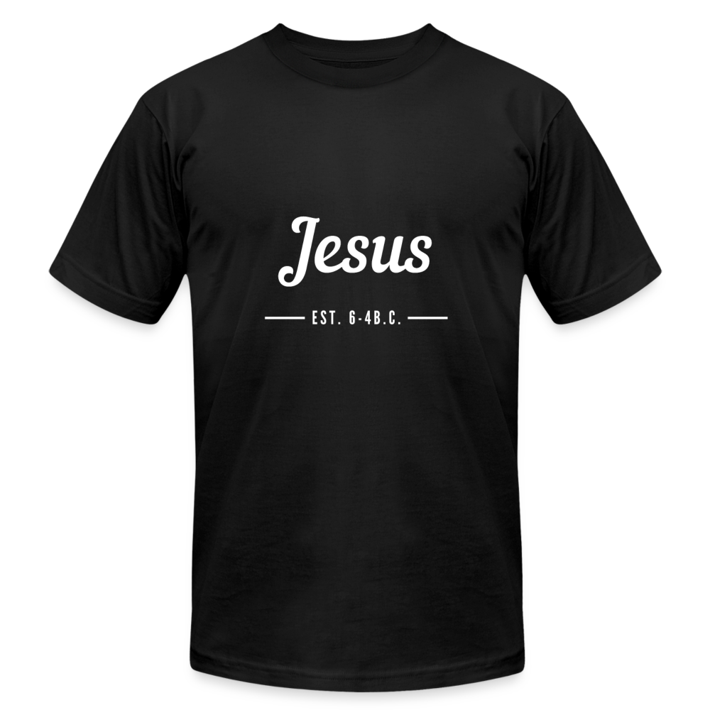 Jesus Est. Unisex Jersey T-Shirt by Bella + Canvas - black
