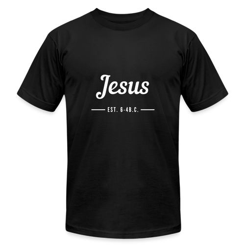 Jesus Est. Unisex Jersey T-Shirt by Bella + Canvas - black