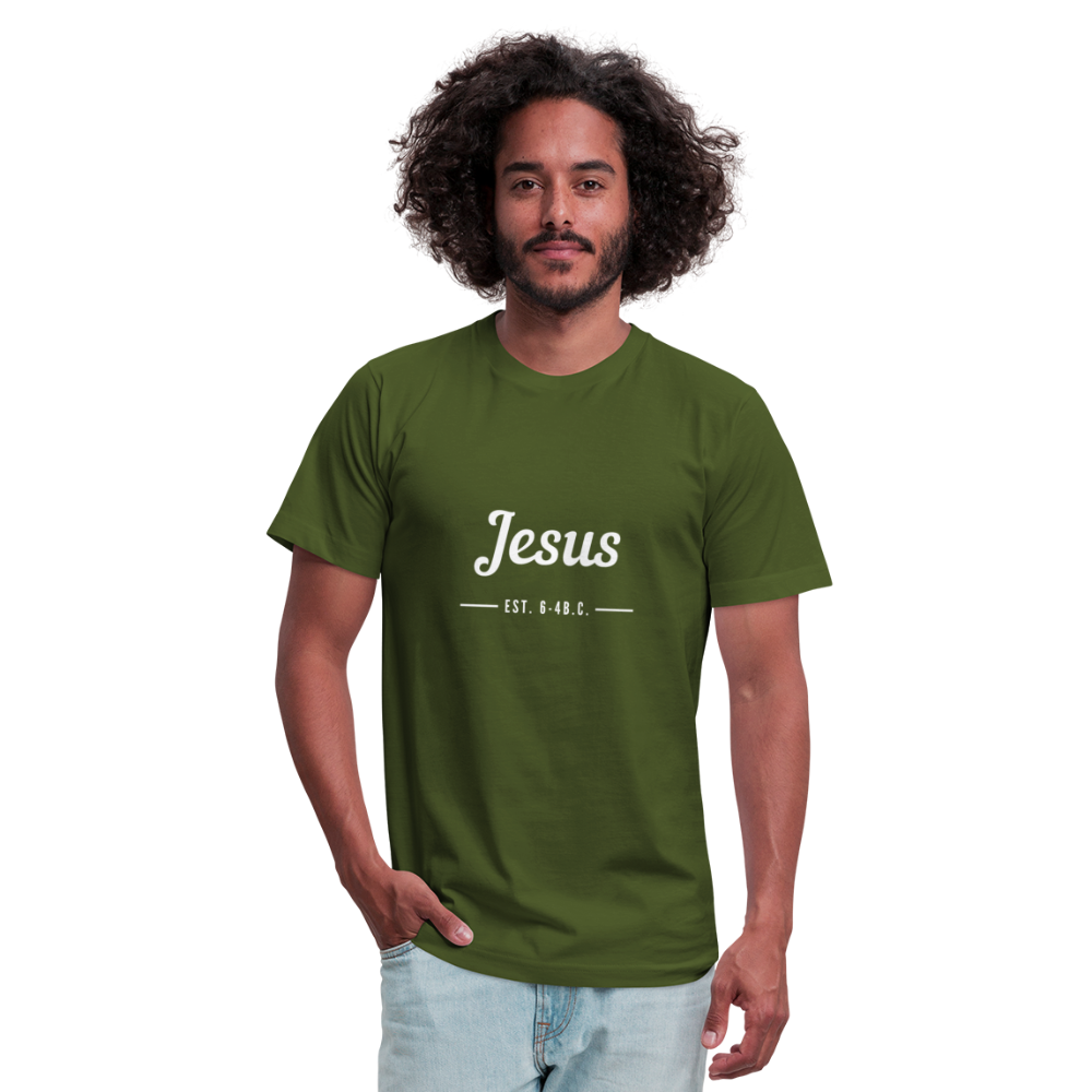Jesus Est. Unisex Jersey T-Shirt by Bella + Canvas - olive