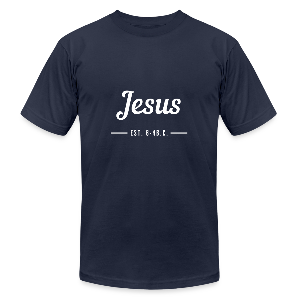 Jesus Est. Unisex Jersey T-Shirt by Bella + Canvas - navy