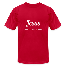 Load image into Gallery viewer, Jesus Est. Unisex Jersey T-Shirt by Bella + Canvas - red
