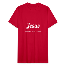 Load image into Gallery viewer, Jesus Est. Unisex Jersey T-Shirt by Bella + Canvas - red
