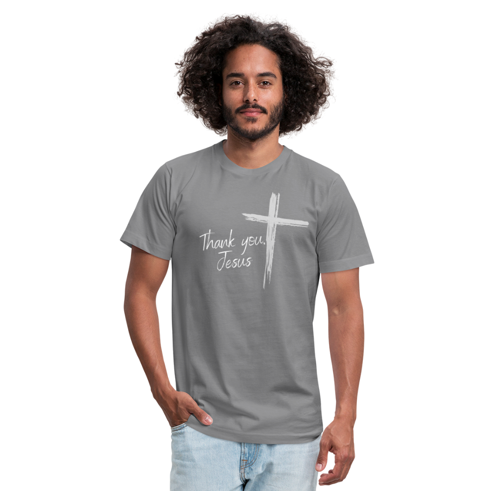 Thank you, Jesus Unisex Jersey T-Shirt by Bella + Canvas - slate