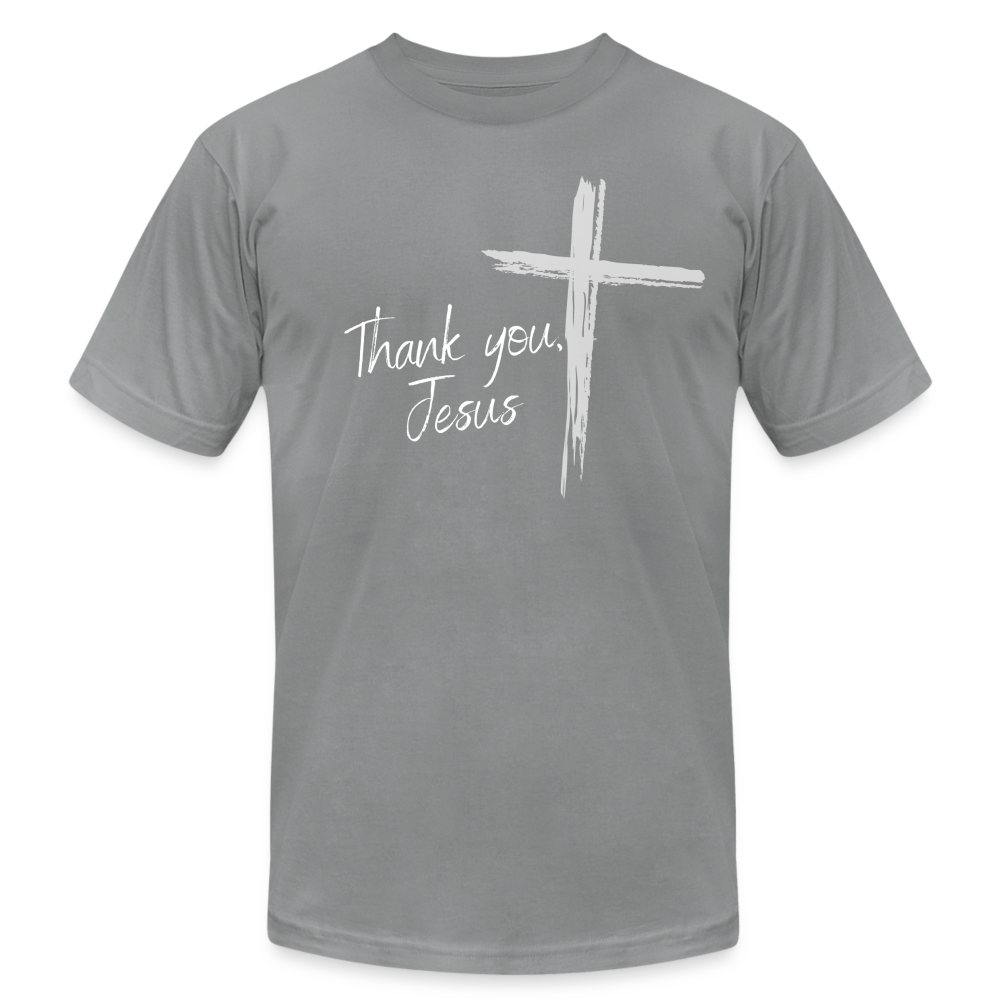 Thank you, Jesus Unisex Jersey T-Shirt by Bella + Canvas - slate