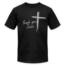Load image into Gallery viewer, Thank you, Jesus Unisex Jersey T-Shirt by Bella + Canvas - black
