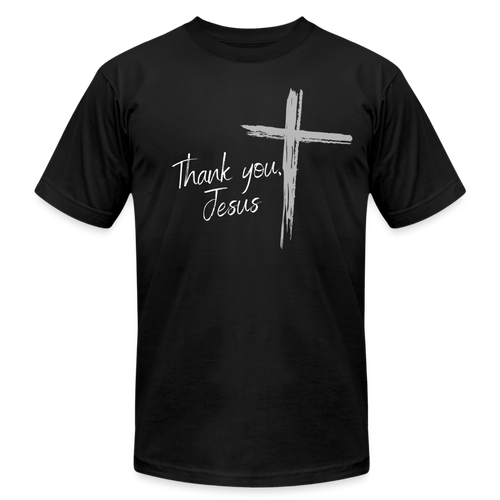 Thank you, Jesus Unisex Jersey T-Shirt by Bella + Canvas - black