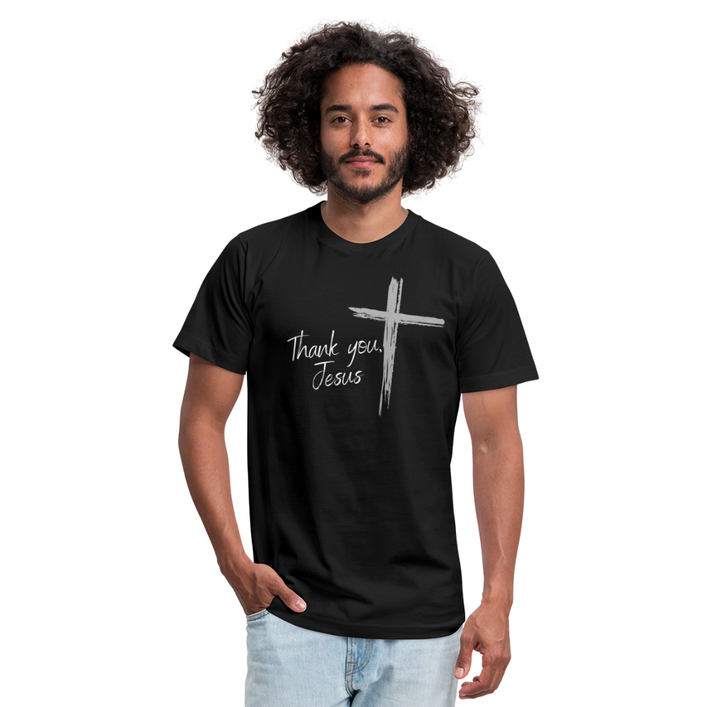 Thank you, Jesus Unisex Jersey T-Shirt by Bella + Canvas - black