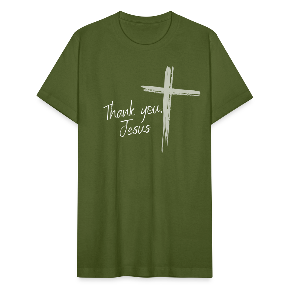 Thank you, Jesus Unisex Jersey T-Shirt by Bella + Canvas - olive