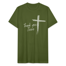 Load image into Gallery viewer, Thank you, Jesus Unisex Jersey T-Shirt by Bella + Canvas - olive
