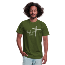 Load image into Gallery viewer, Thank you, Jesus Unisex Jersey T-Shirt by Bella + Canvas - olive
