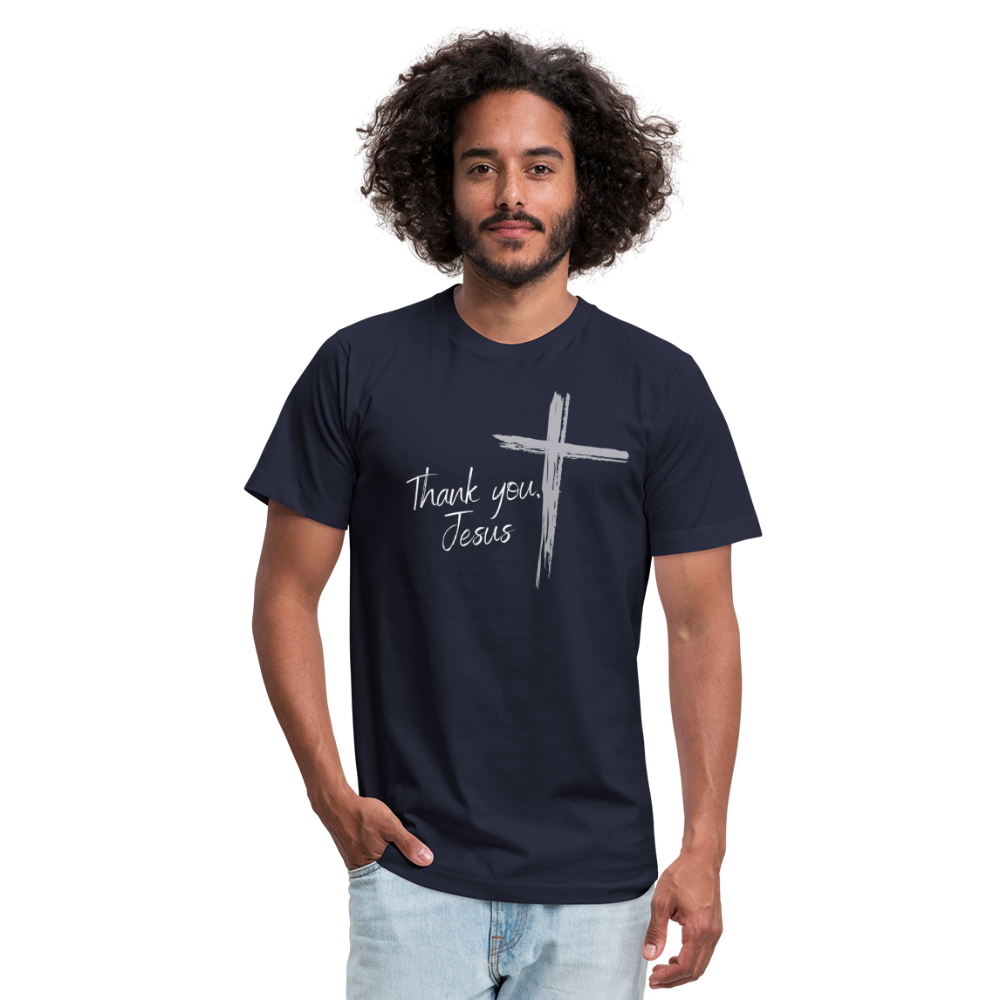 Thank you, Jesus Unisex Jersey T-Shirt by Bella + Canvas - navy