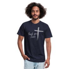 Load image into Gallery viewer, Thank you, Jesus Unisex Jersey T-Shirt by Bella + Canvas - navy
