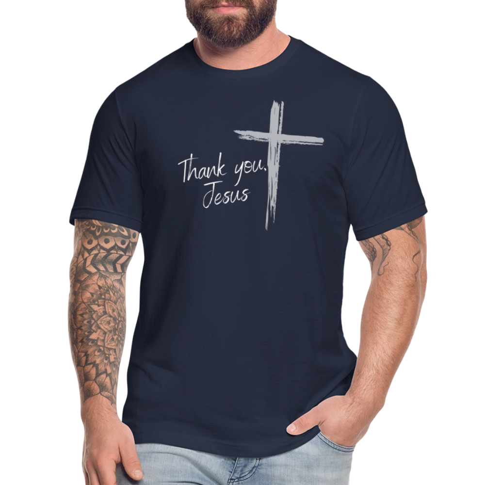 Thank you, Jesus Unisex Jersey T-Shirt by Bella + Canvas - navy